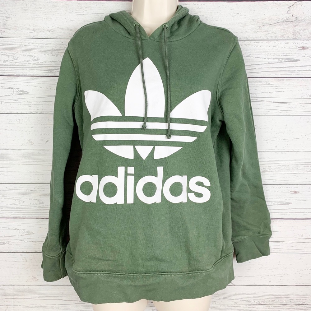 Green Adidas Logo Hoodie Sweatshirt
